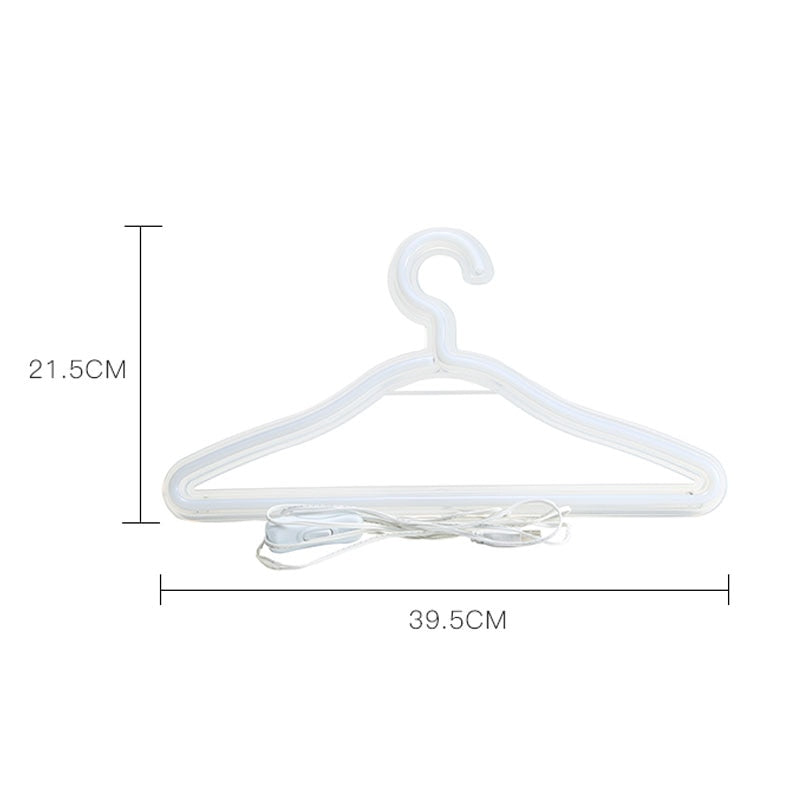 LED Clothing Hanger with Neon Lighting and USB Charging