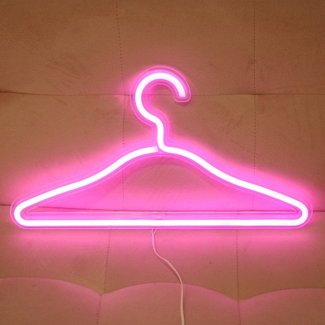 LED Clothing Hanger with Neon Lighting and USB Charging