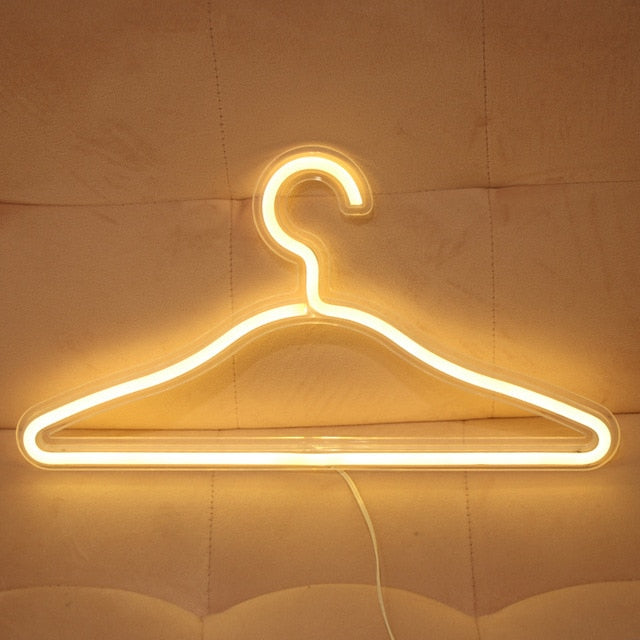 LED Clothing Hanger with Neon Lighting and USB Charging