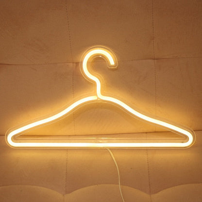 LED Clothing Hanger with Neon Lighting and USB Charging