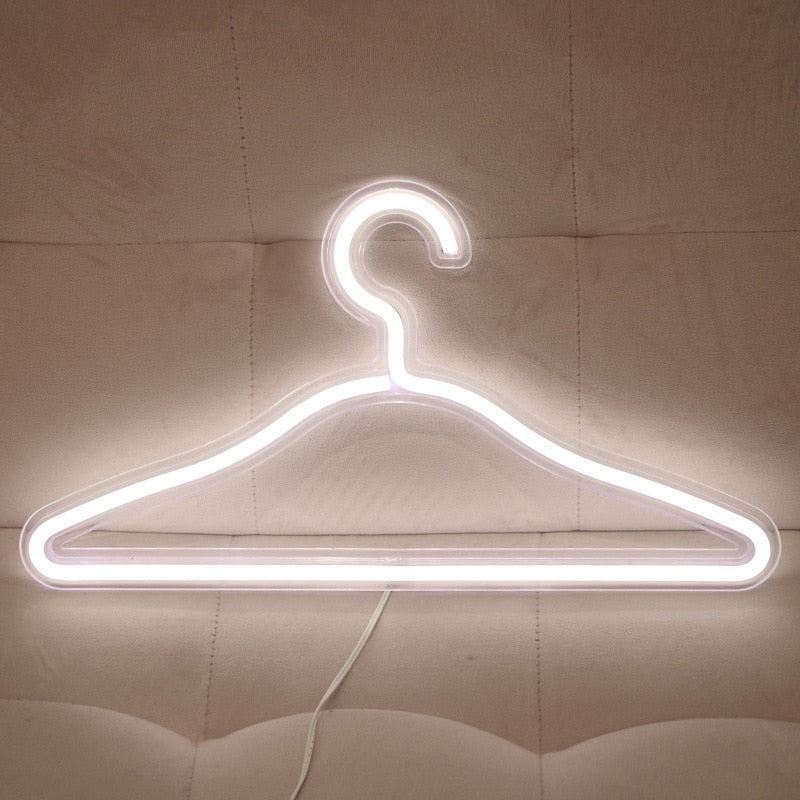 LED Clothing Hanger with Neon Lighting and USB Charging