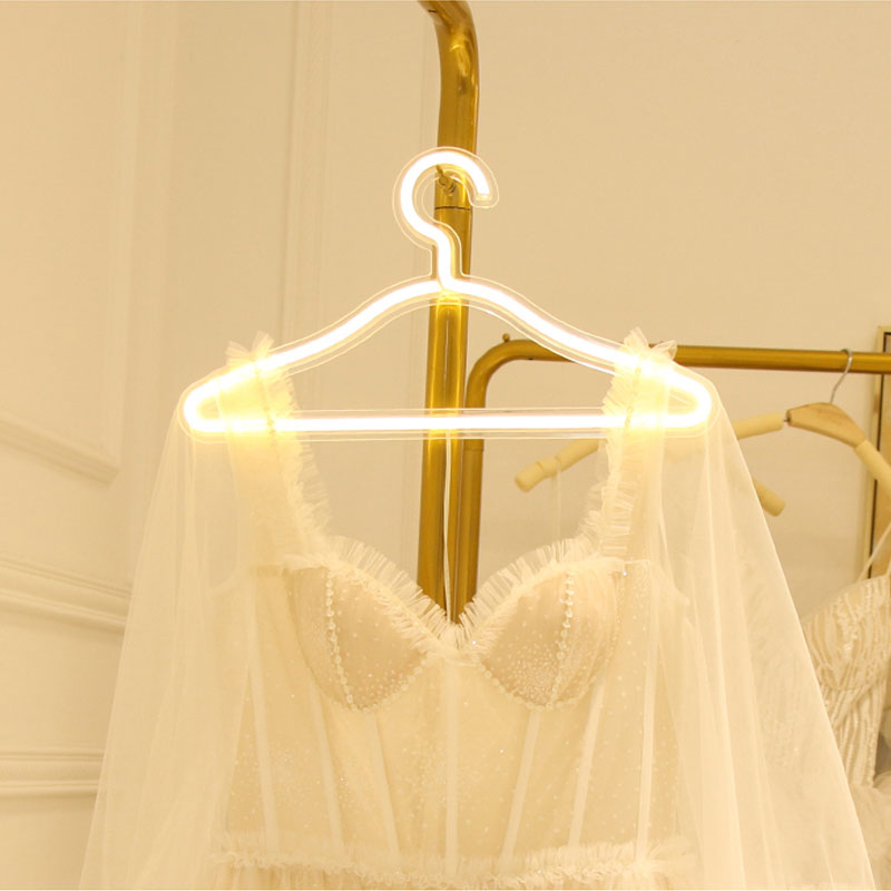 LED Clothing Hanger with Neon Lighting and USB Charging