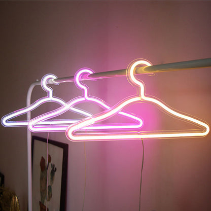LED Clothing Hanger with Neon Lighting and USB Charging