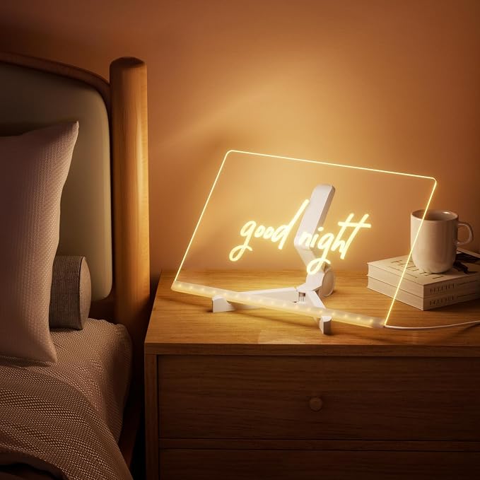 LED Drawing Board with 7-Colour Pen, Reusable Acrylic Writing and Light Pad