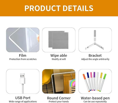 LED Drawing Board with 7-Colour Pen, Reusable Acrylic Writing and Light Pad