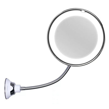 LED Makeup Mirror with 10x Magnification and Flexible Swan Neck