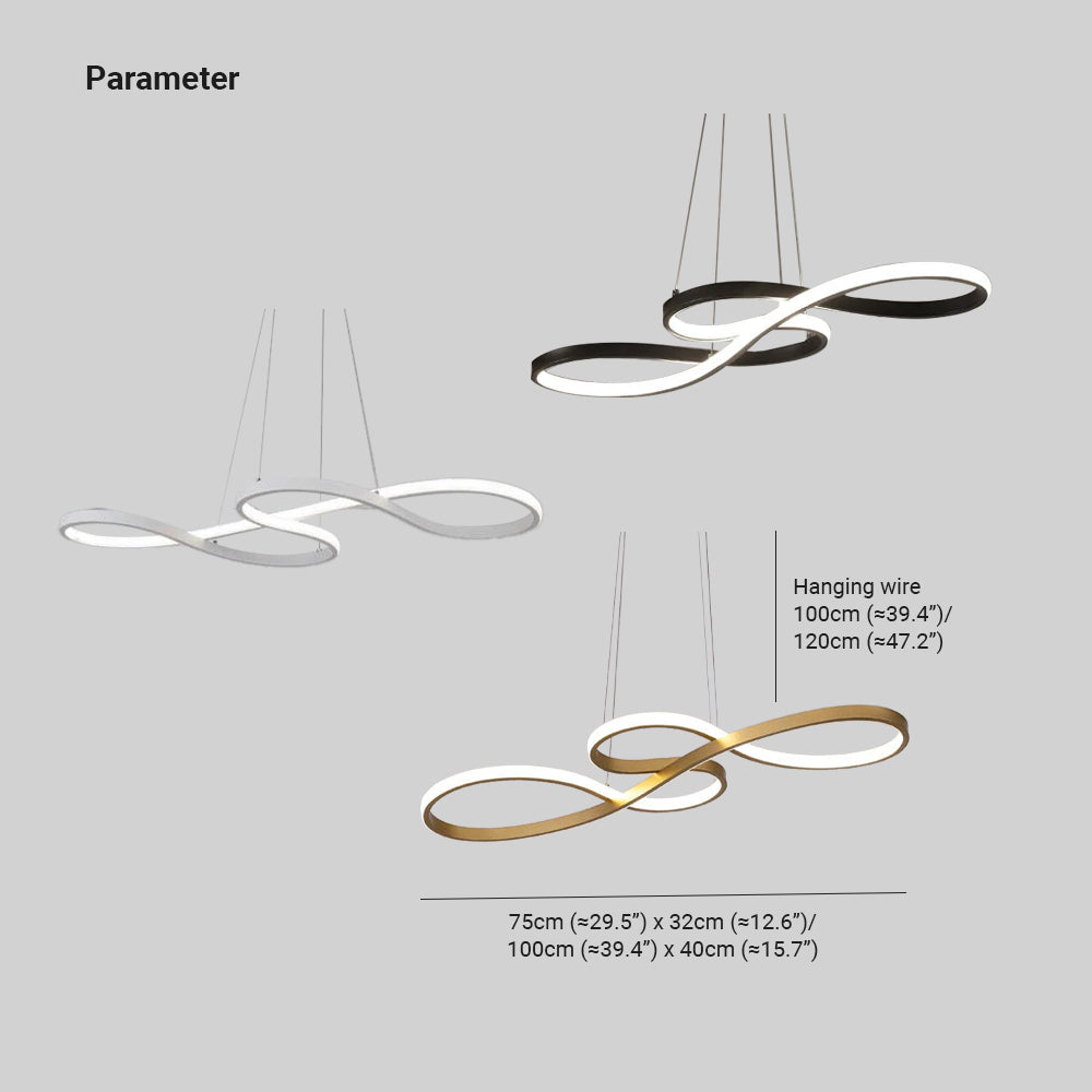 LED Musical Notes Pendant Light with 3 Colour Temperatures in Black White or Gold