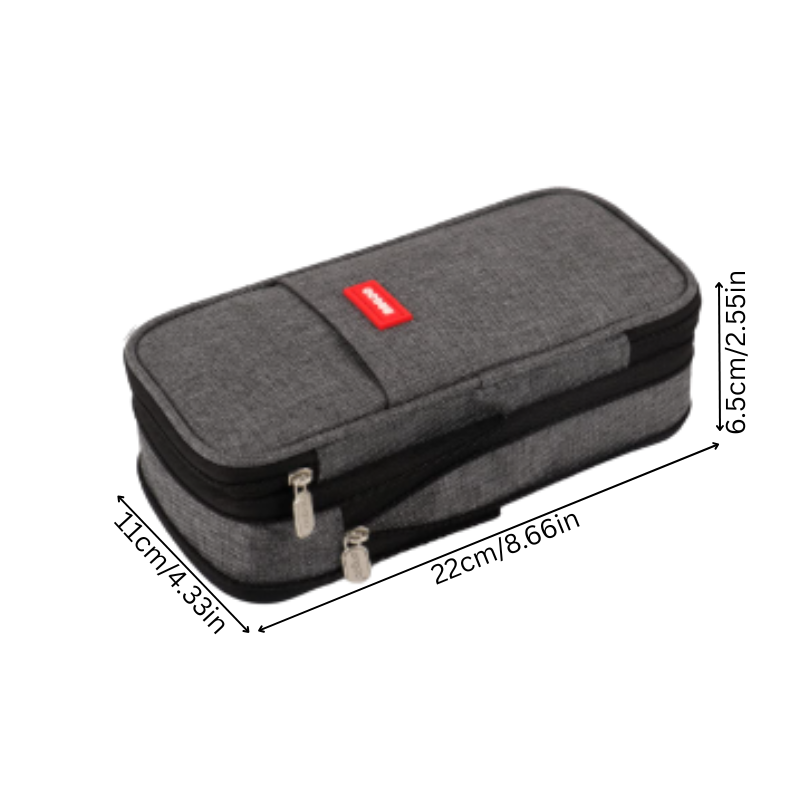 Large Capacity Pencil Pouch with Dual Zippers and Mesh Pocket