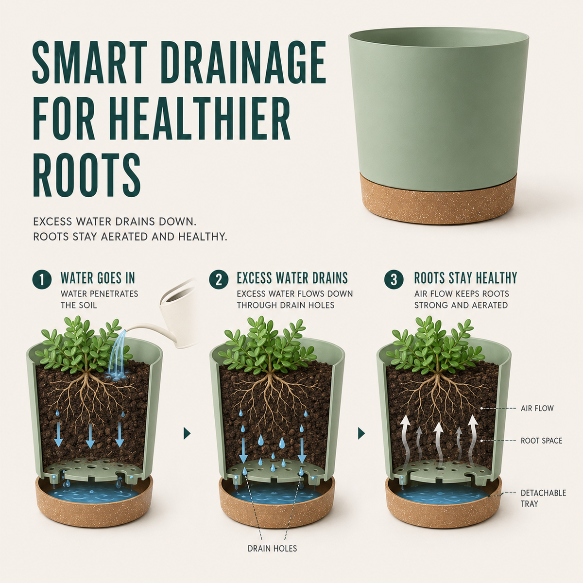 Large Lightweight Plant Pot with Drainage Holes for Indoor and Outdoor Use