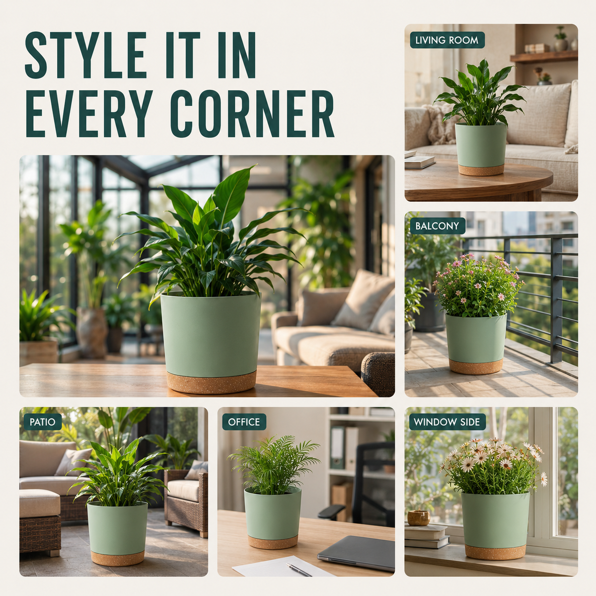 Large Lightweight Plant Pot with Drainage Holes for Indoor and Outdoor Use