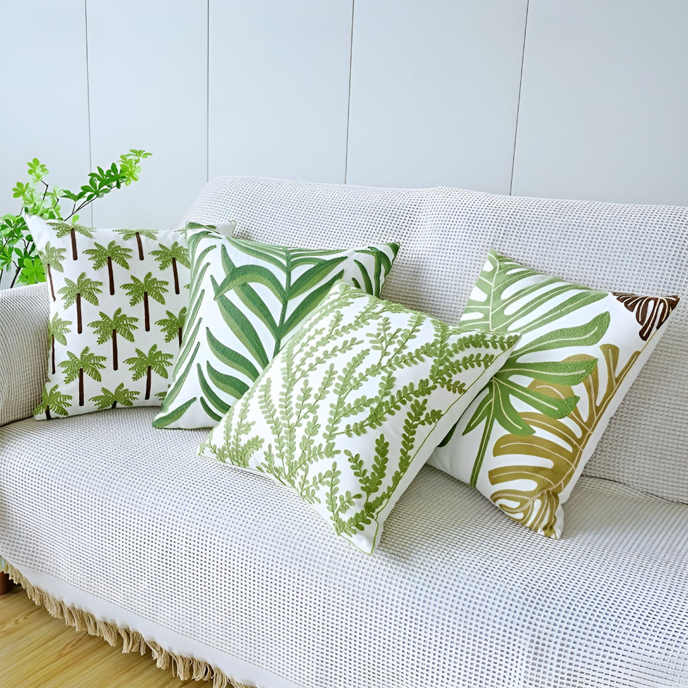 Leaf Pattern Cushion Cover – Textured Microfibre Blend Home Decor