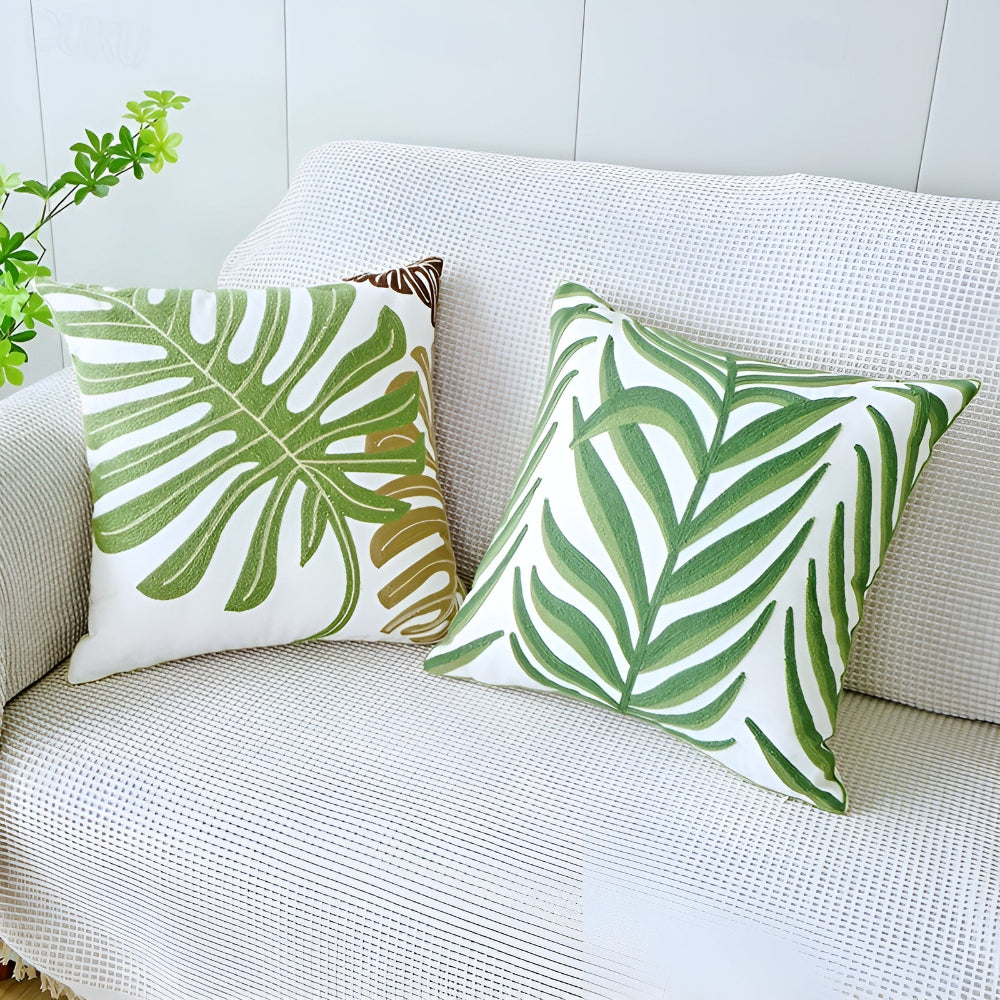 Leaf Pattern Cushion Cover – Textured Microfibre Blend Home Decor