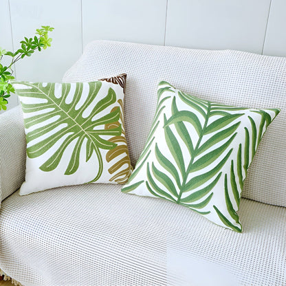 Leaf Pattern Cushion Cover – Textured Microfibre Blend Home Decor