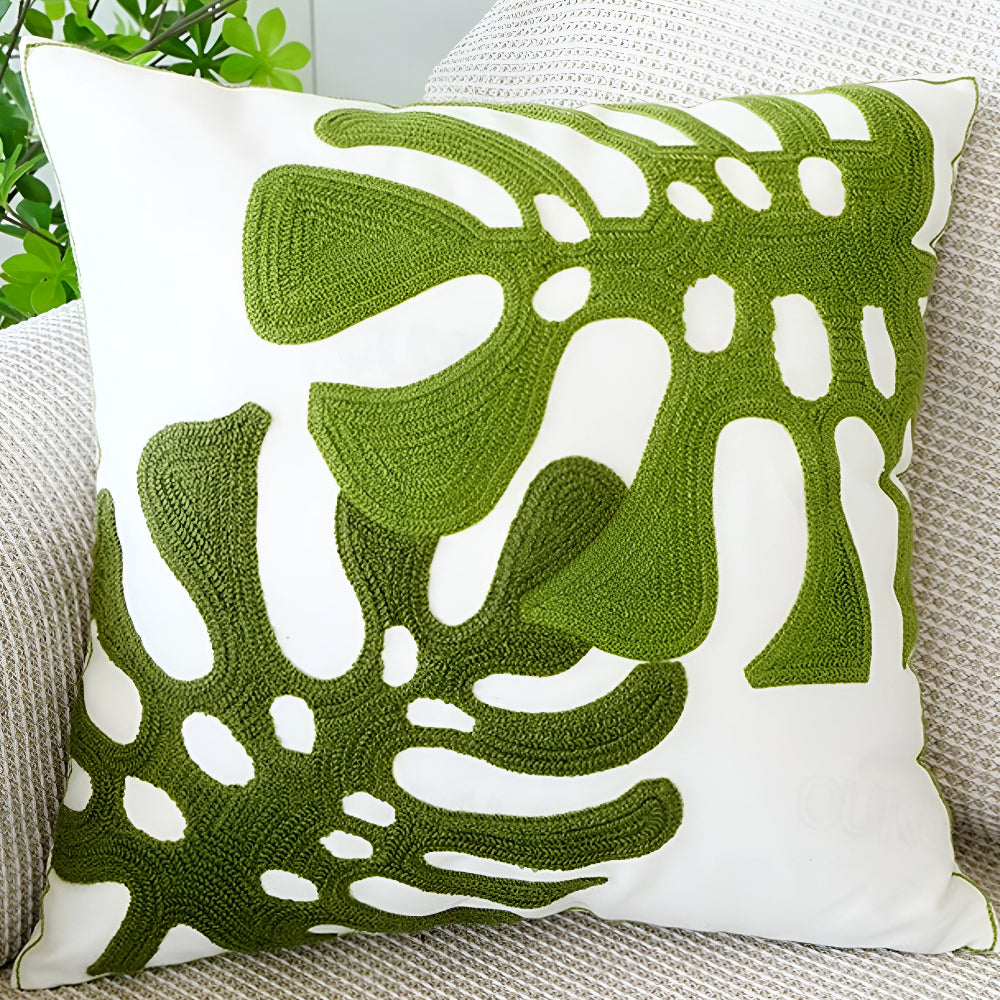 Leaf Pattern Cushion Cover – Textured Microfibre Blend Home Decor