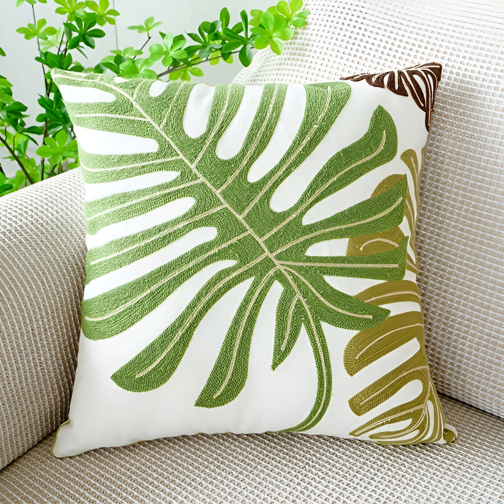 Leaf Pattern Cushion Cover – Textured Microfibre Blend Home Decor