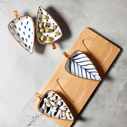 Leaf Shaped Glazed Ceramic Serving Plates for Snacks Sushi and Desserts
