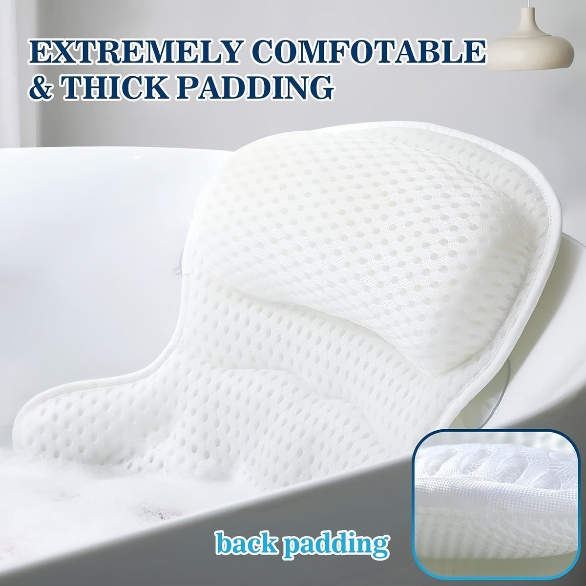 LuxieSpa 4D Bath Pillow Neck and Back Support Cushion