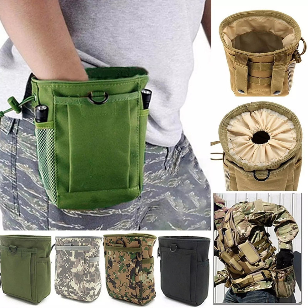 MOLLE Tactical Dump Pouch with 600D Nylon and Drawstring Closure