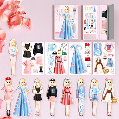 Magnetic Dress-Up Doll Set for Girls with Portable Metal Storage Box
