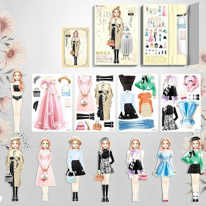 Magnetic Dress-Up Doll Set for Girls with Portable Metal Storage Box