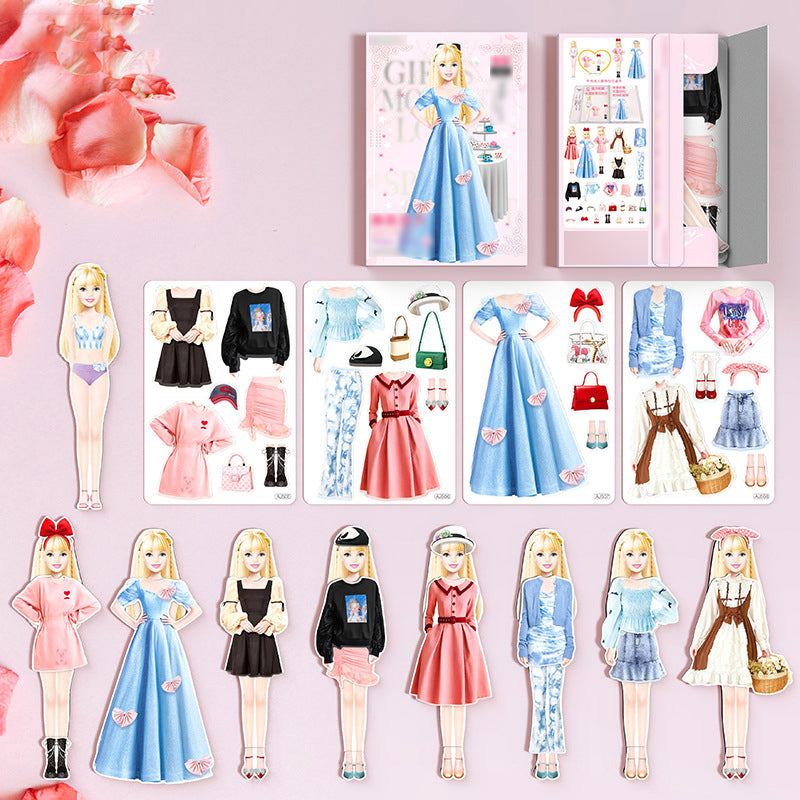 Magnetic Dress-Up Doll Set for Girls with Portable Metal Storage Box