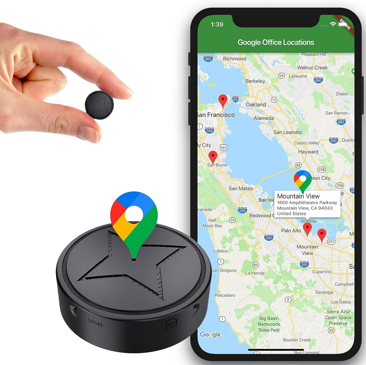 Magnetic GPS Tracker with Real-Time Location Updates and App Monitoring