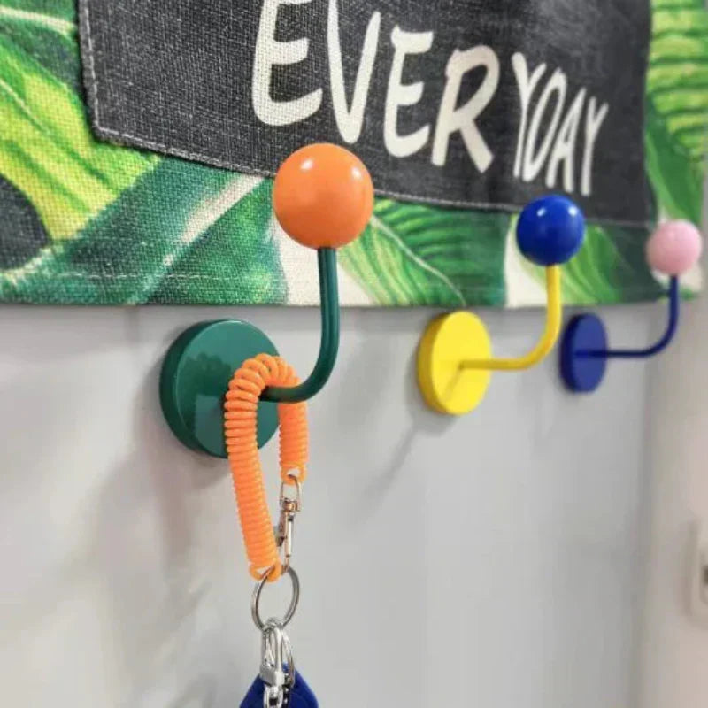 Magnetic Metal Hook with Colourful Retro-Inspired Design for Light Items