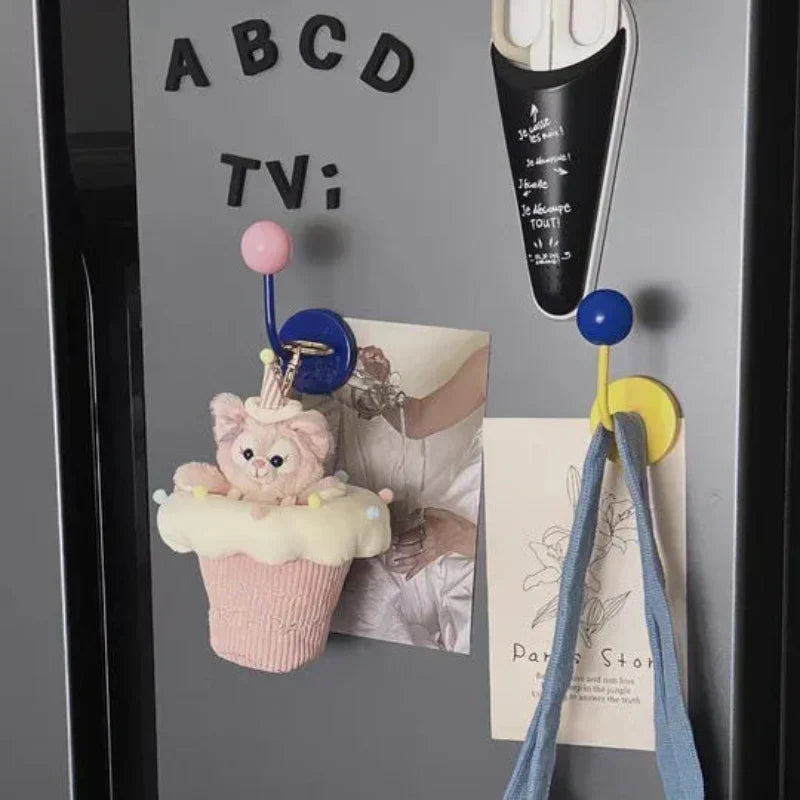 Magnetic Metal Hook with Colourful Retro-Inspired Design for Light Items