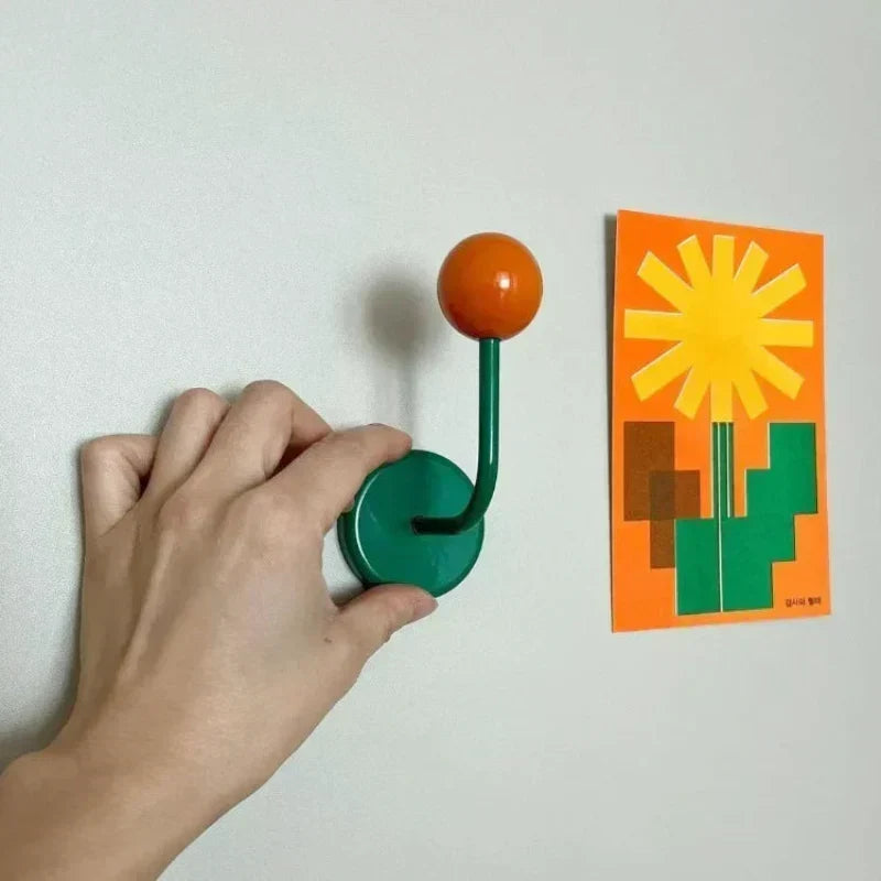 Magnetic Metal Hook with Colourful Retro-Inspired Design for Light Items