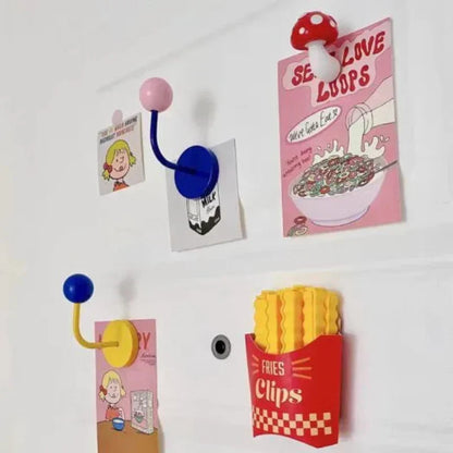 Magnetic Metal Hook with Colourful Retro-Inspired Design for Light Items