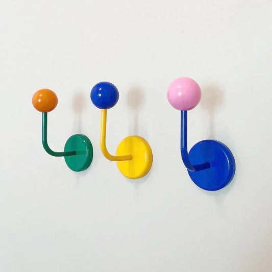 Magnetic Metal Hook with Colourful Retro-Inspired Design for Light Items