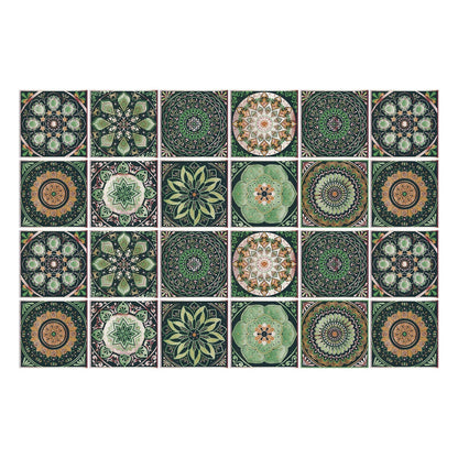 24 Piece Mandala Peel and Stick Vinyl Tile Set European Decorative Wall Backsplash