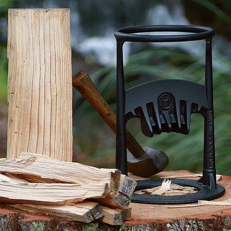 Manual Log Splitter with Hardened Steel Construction and Stable Grip