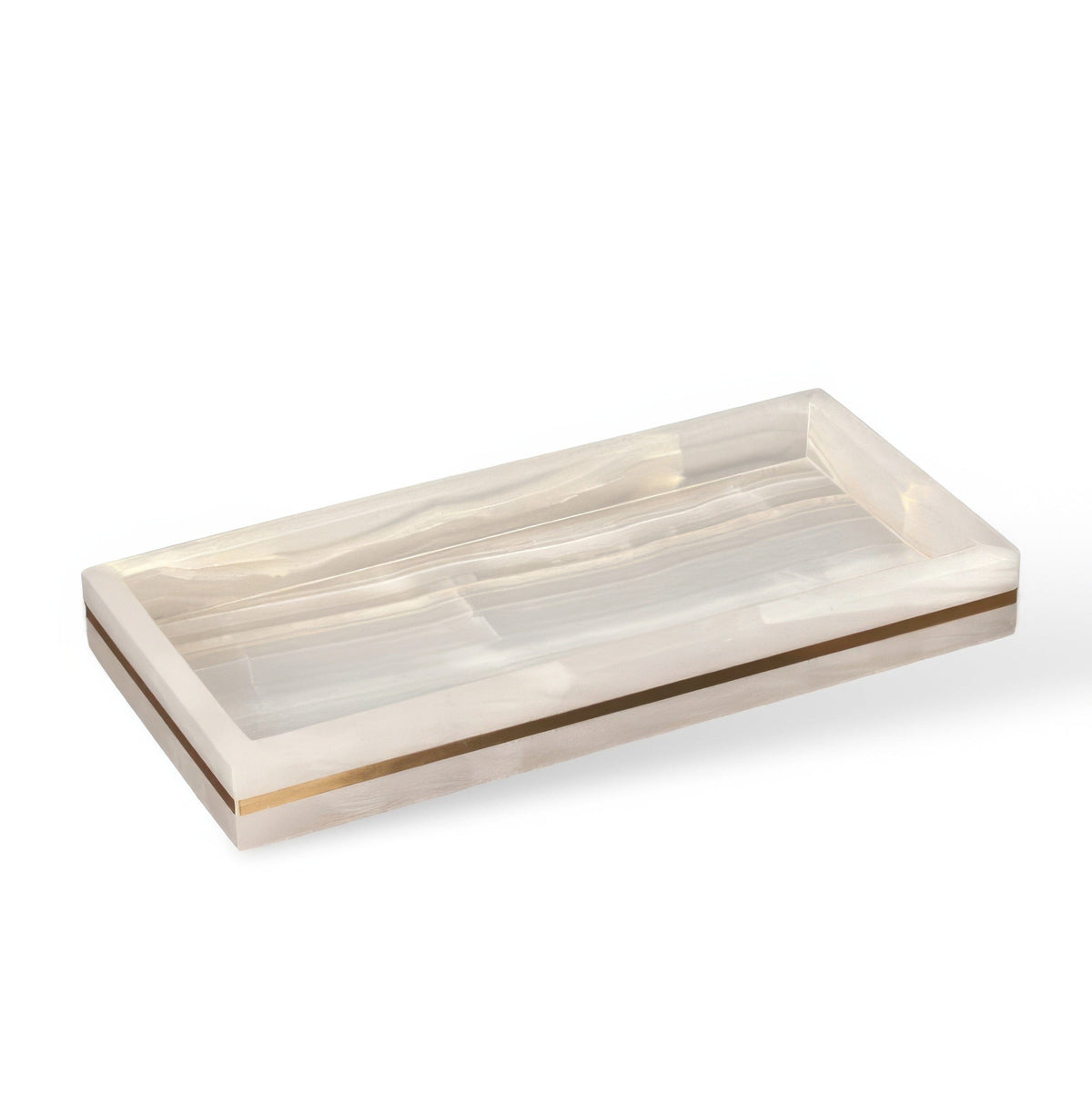 Marble-Look Resin Bathroom Set with Gold Accents, Soap Dispenser, Dish and Tumbler