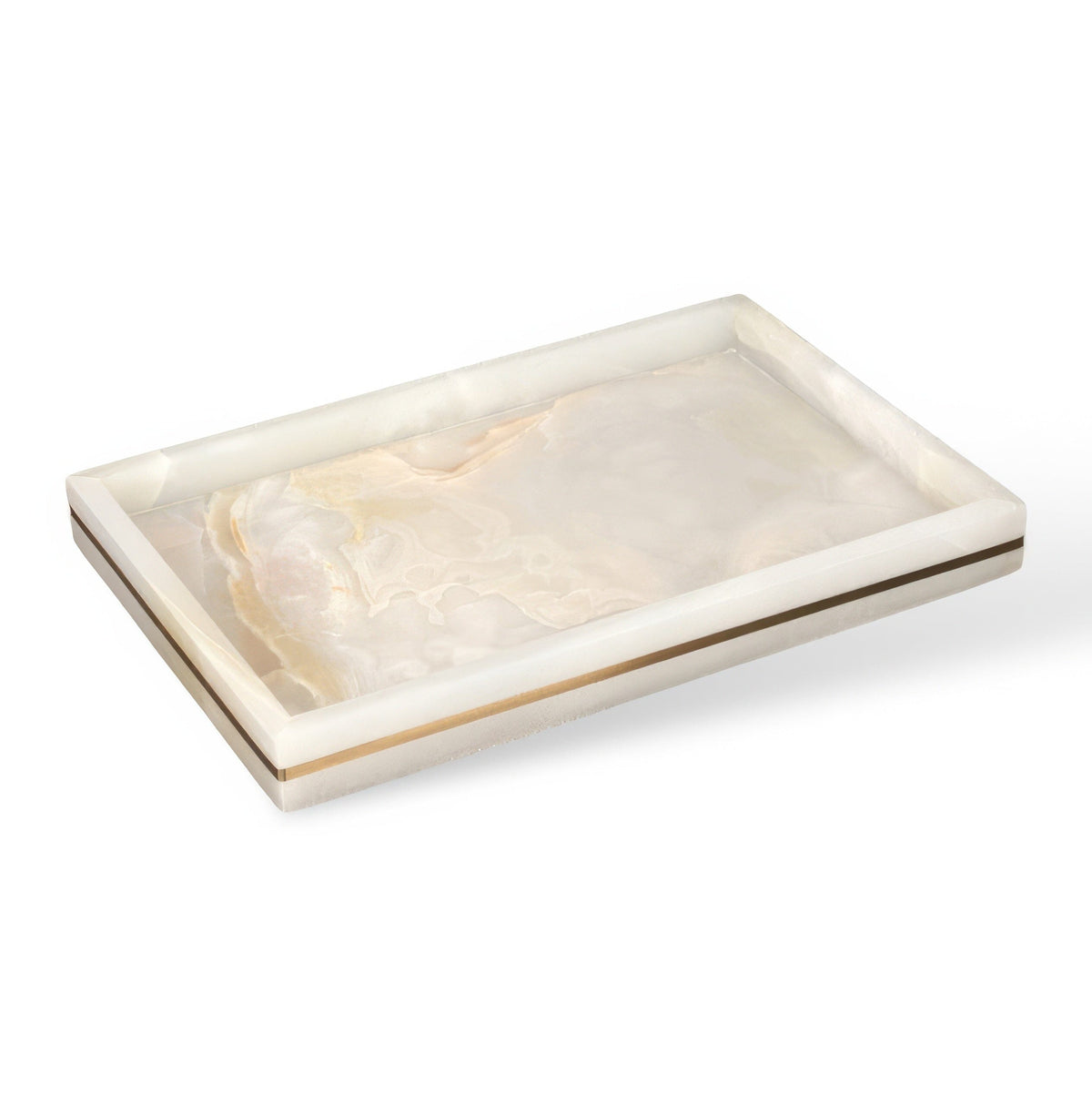 Marble-Look Resin Bathroom Set with Gold Accents, Soap Dispenser, Dish and Tumbler