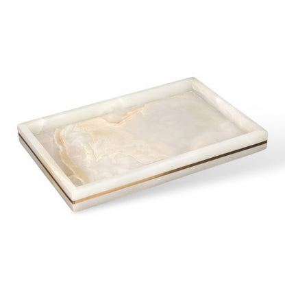 Marble-Look Resin Bathroom Set with Gold Accents, Soap Dispenser, Dish and Tumbler