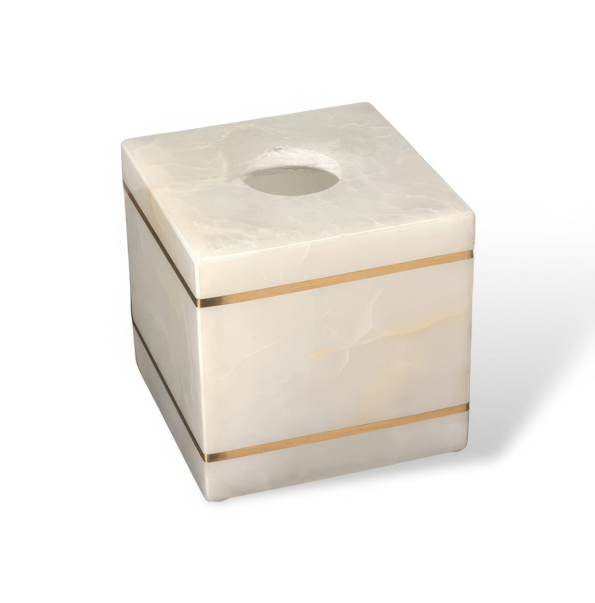 Marble-Look Resin Bathroom Set with Gold Accents, Soap Dispenser, Dish and Tumbler