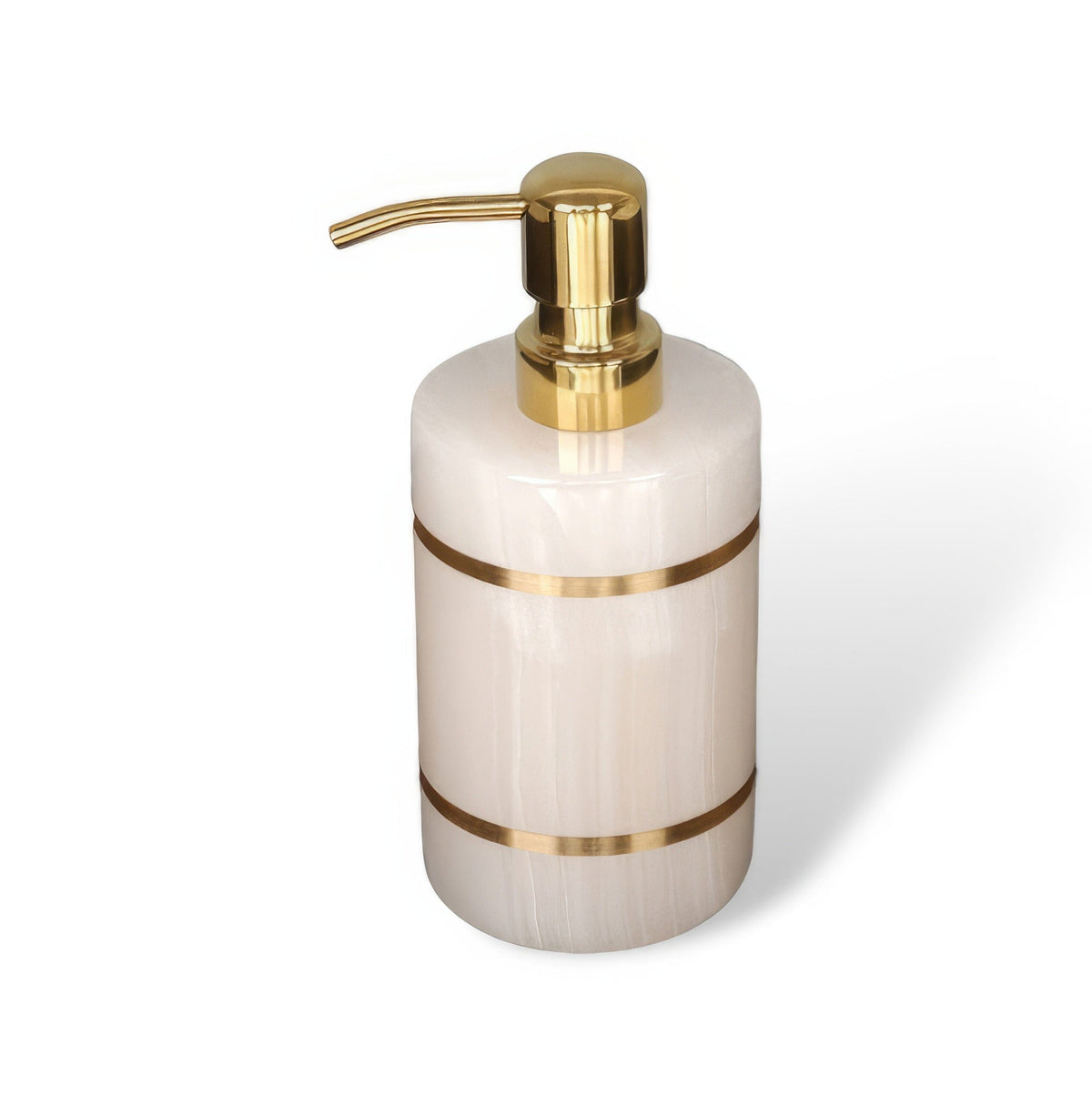 Marble-Look Resin Bathroom Set with Gold Accents, Soap Dispenser, Dish and Tumbler