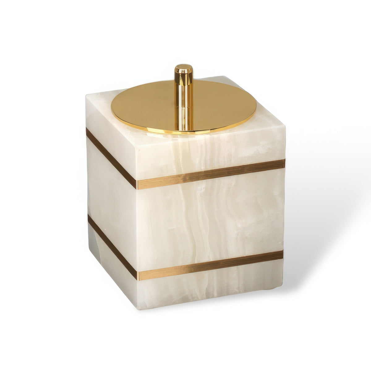 Marble-Look Resin Bathroom Set with Gold Accents, Soap Dispenser, Dish and Tumbler