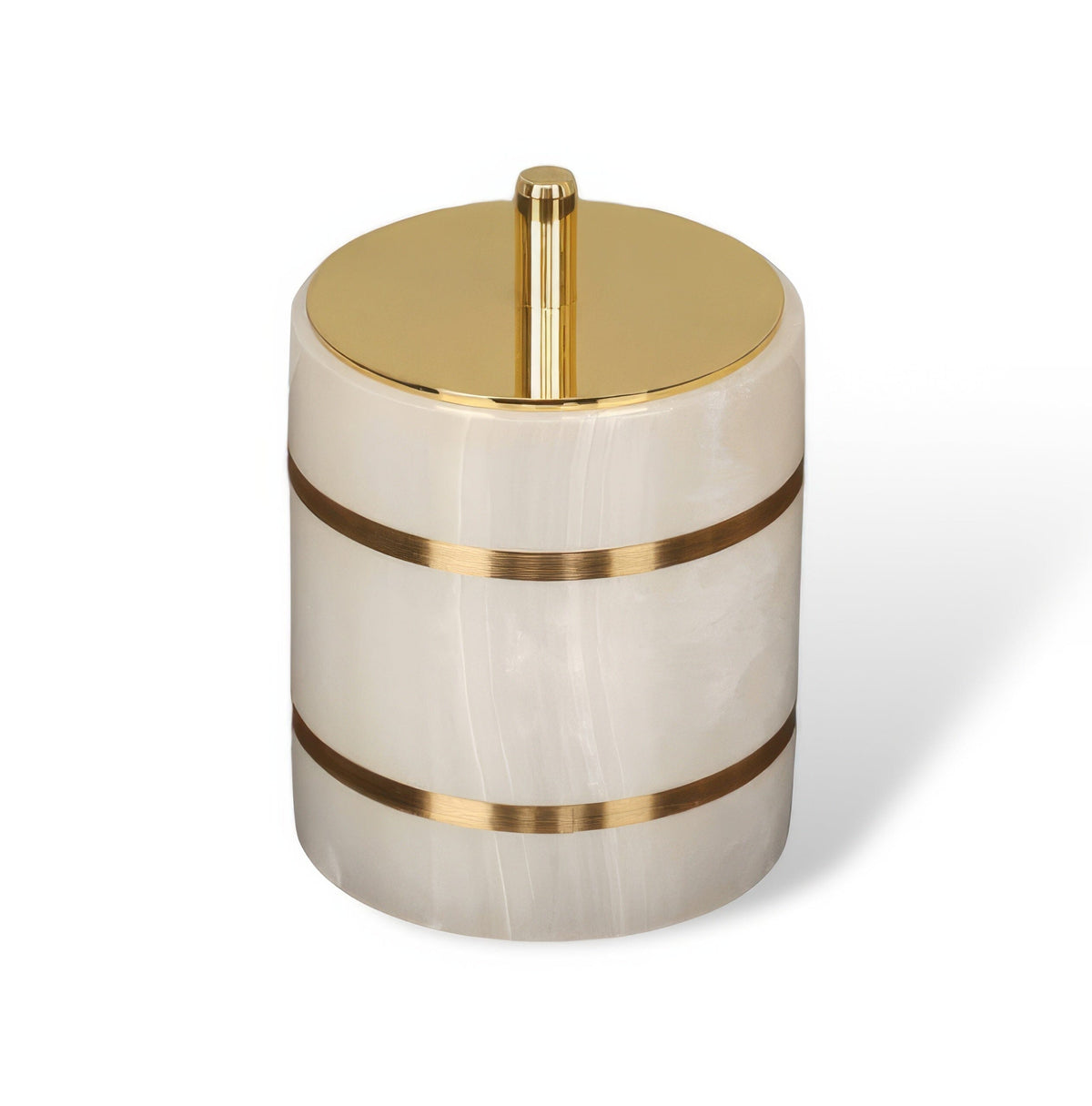 Marble-Look Resin Bathroom Set with Gold Accents, Soap Dispenser, Dish and Tumbler
