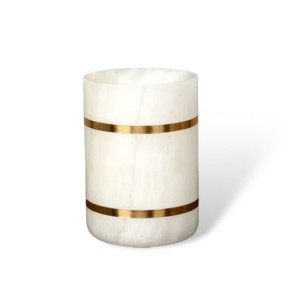 Marble-Look Resin Bathroom Set with Gold Accents, Soap Dispenser, Dish and Tumbler