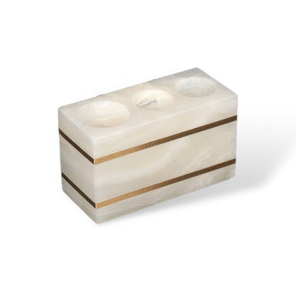 Marble-Look Resin Bathroom Set with Gold Accents, Soap Dispenser, Dish and Tumbler