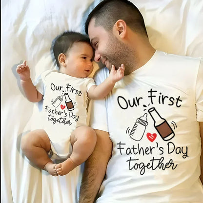 Matching First Father's Day Dad and Baby Outfits for Coordinated Family Photos