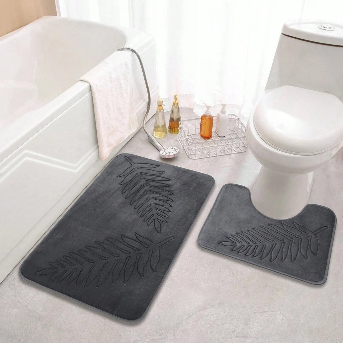 Memory Foam Bath Mat Set – Soft Absorbent Mats with Non-Slip Backing