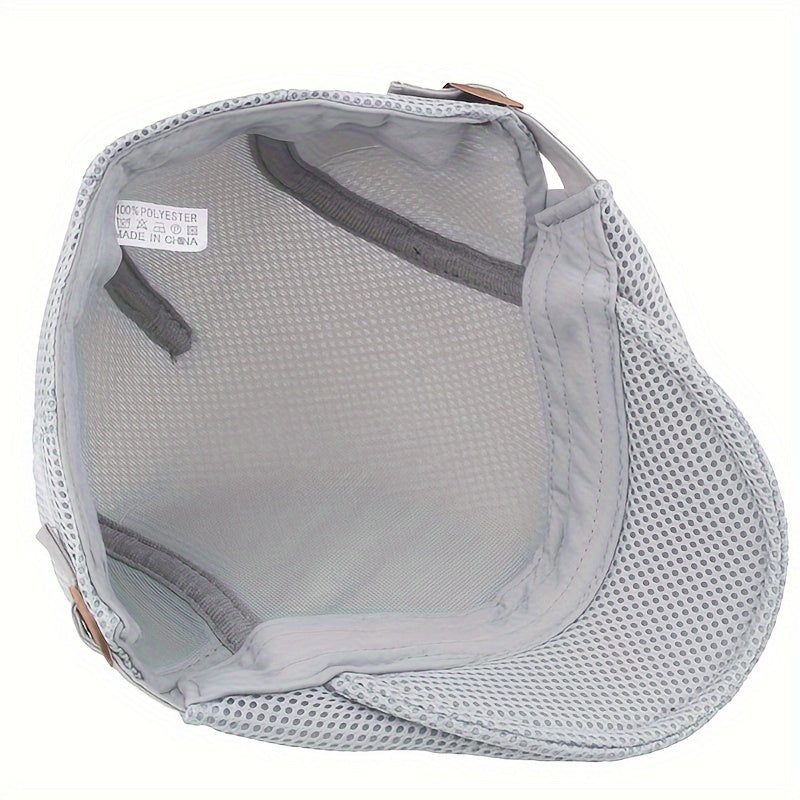 Men's Lightweight Mesh Flat Cap with Adjustable Fit