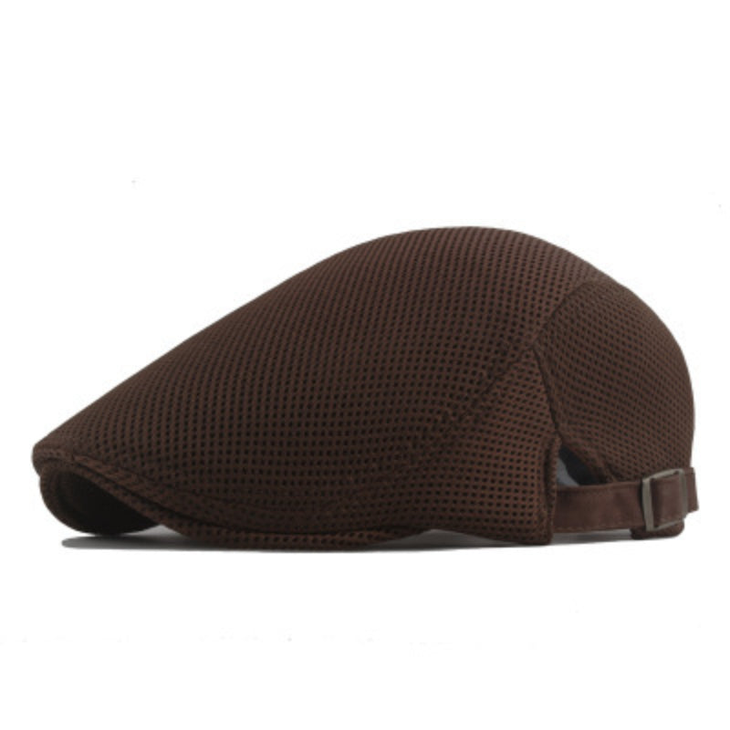 Men's Lightweight Mesh Flat Cap with Adjustable Fit