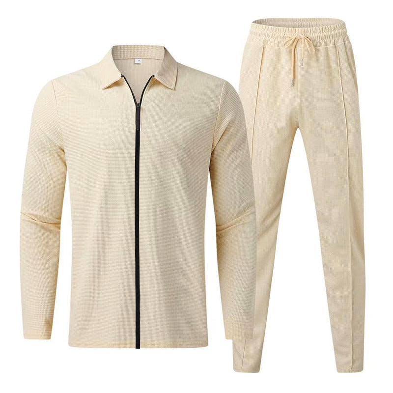 Men's Modern Zipper Tracksuit with Elastic Waistband