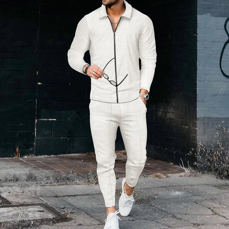 Men's Modern Zipper Tracksuit with Elastic Waistband