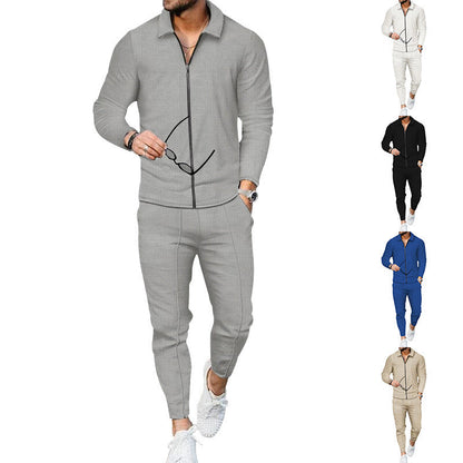 Men's Modern Zipper Tracksuit with Elastic Waistband