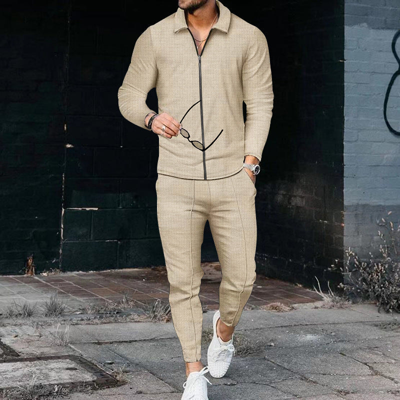 Men's Modern Zipper Tracksuit with Elastic Waistband